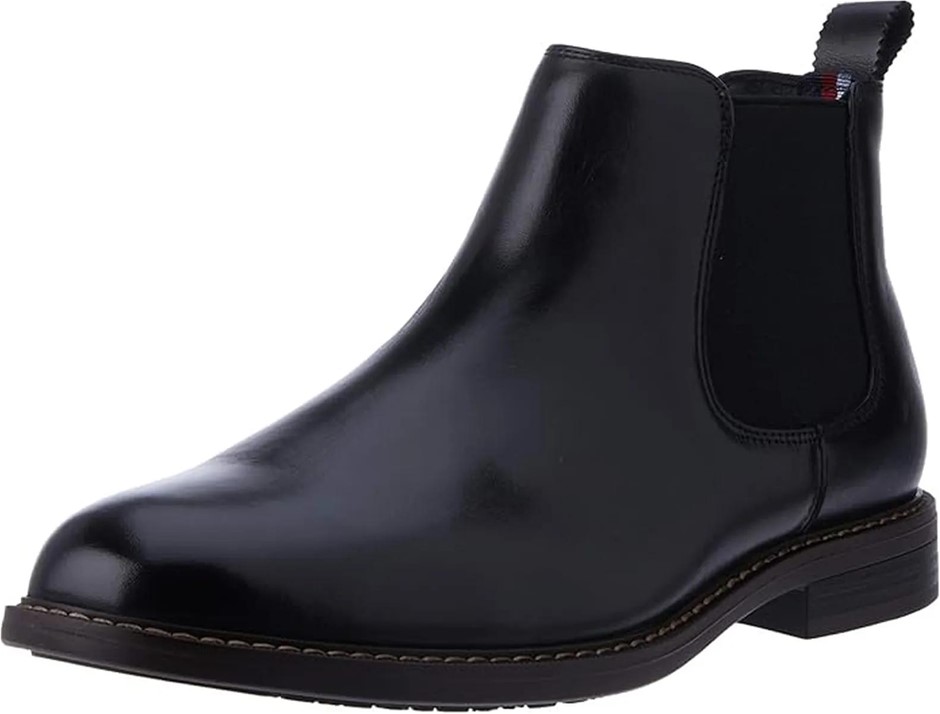 HUSH PUPPIES Men's Hanger Chelsea Boot, Size AU/UK 7.5, Leather, Black Burn