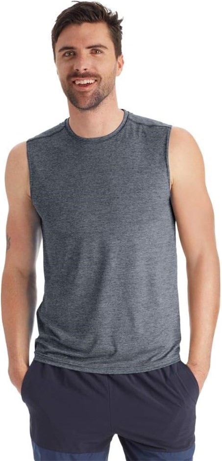 CHAMPION C9 Men's Sleeveless Tech Tee, M, Colour: Xavier Navy Heather (K973
