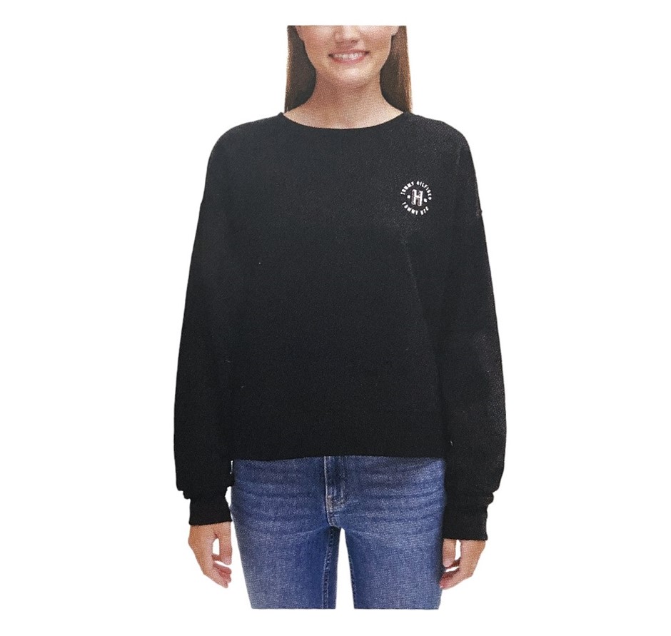 TOMMY HILFIGER Women's Pullover, Size XL, 60% Cotton, Black. Buyers Note -