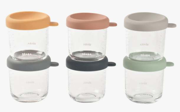 BEABA Glass Portion Jars 250ml, 6 Pack.