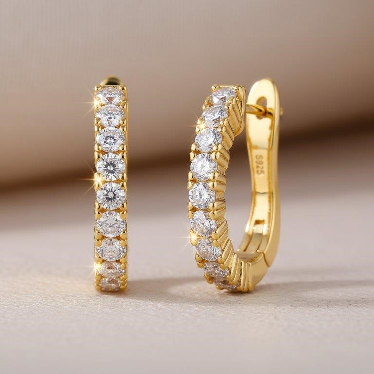 GRA Moissanite White Brilliant Cut 925 Sterling Silver Earrings-VVS1