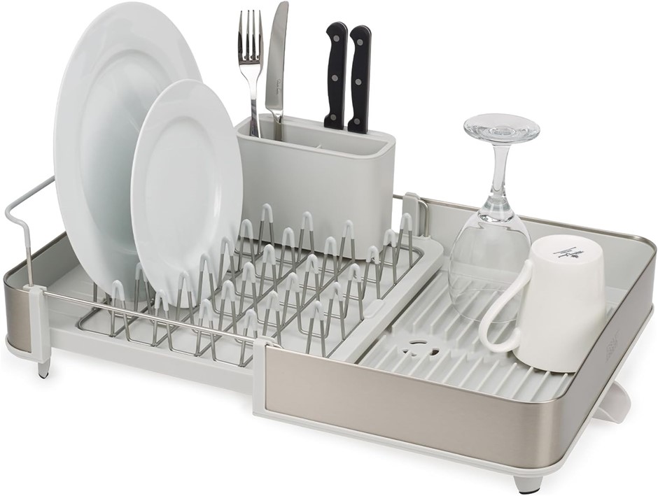 JOSEPH JOSEPH Extend Steel Expandable Dish Drainer Rack w/ Removable Cutler