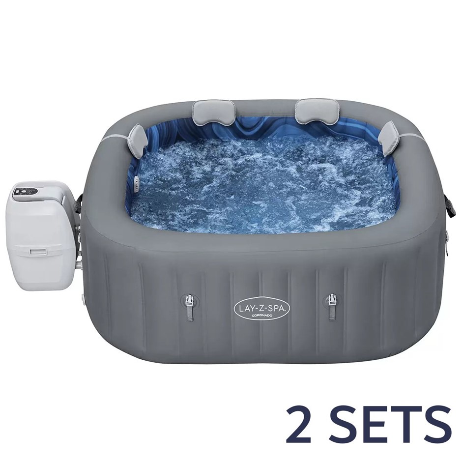 2 x Lay-Z-Spa Coronado EnergySense Square Spa Smart AirJet 6. NB: some miss
