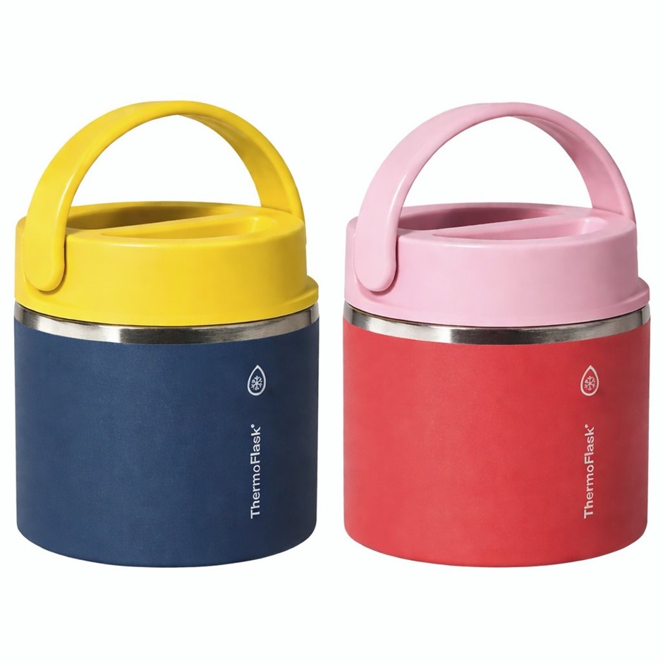 THERMOFLASK 2 Pack 590ml Insulated Food Jar, Pink And Blue