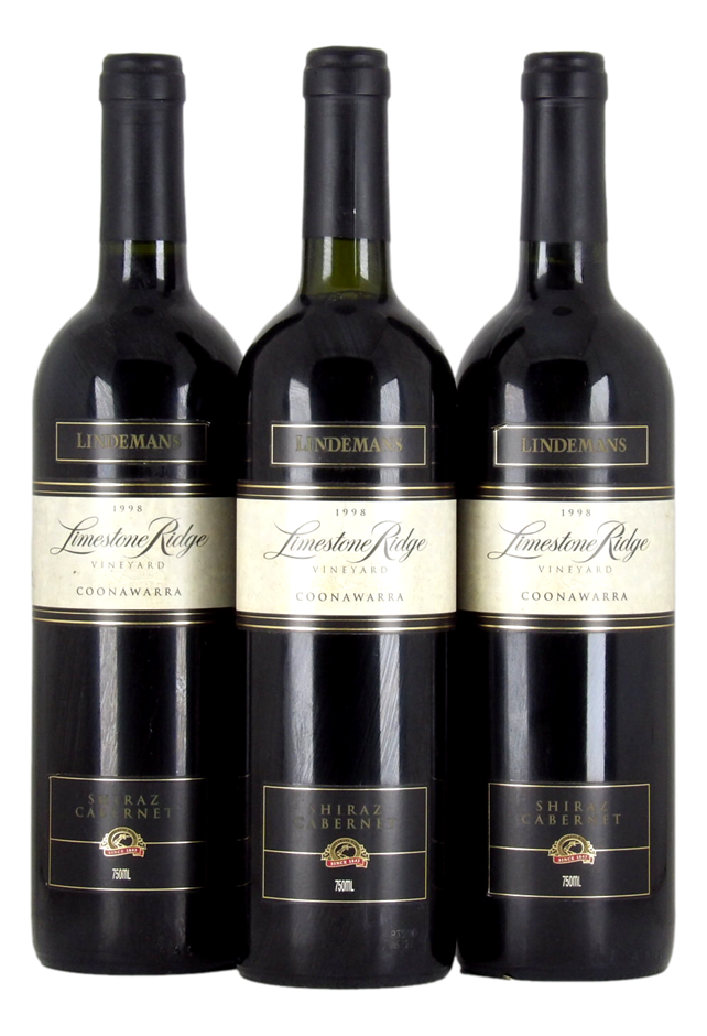 Lindemans Limestone Ridge Shiraz Cabernet 1998 (3x 750mL).Coonawarra