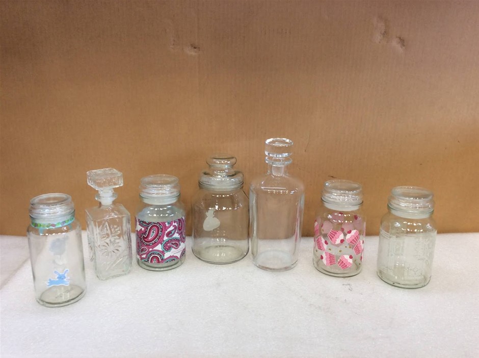 Assorted Decorative Glass Jars & Bottles (Lot of 7)