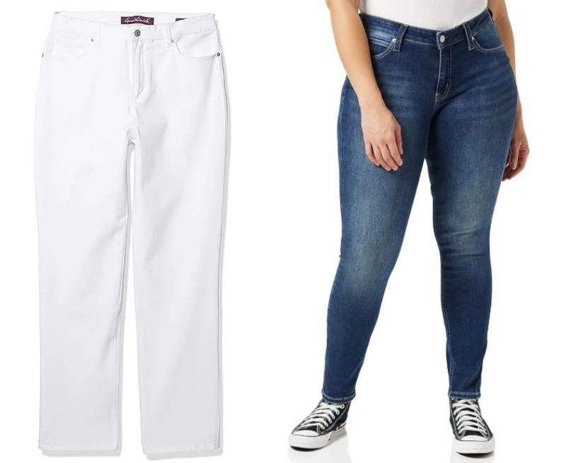 PANTS BUNDLE: Calvin Klein Jeans Women's Core Mid Rise Skinny Jeans, Zz001