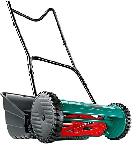 BOSCH Hand Push Lawnmower, Manual Lawn Mower with 38cm Cutting Width, 25L G