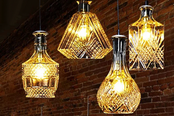 Amber Glass Whisky Decanter Pendant Lights Set of 4 NEW Highett VIC pickup