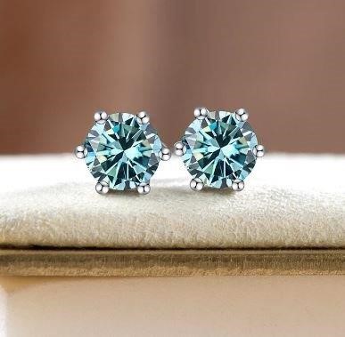 2.0CTW GRA Moissanite Blue Green 18k Real White Gold -S925