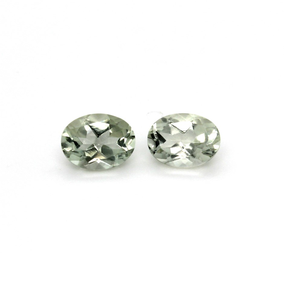 2 Pcs Oval Elegant Green Amethyst Gemstone