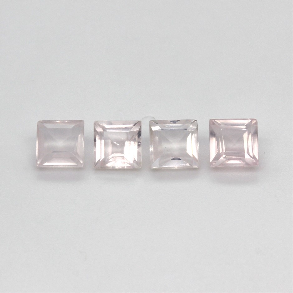 4 Pcs Square Rose Quartz Gemstone