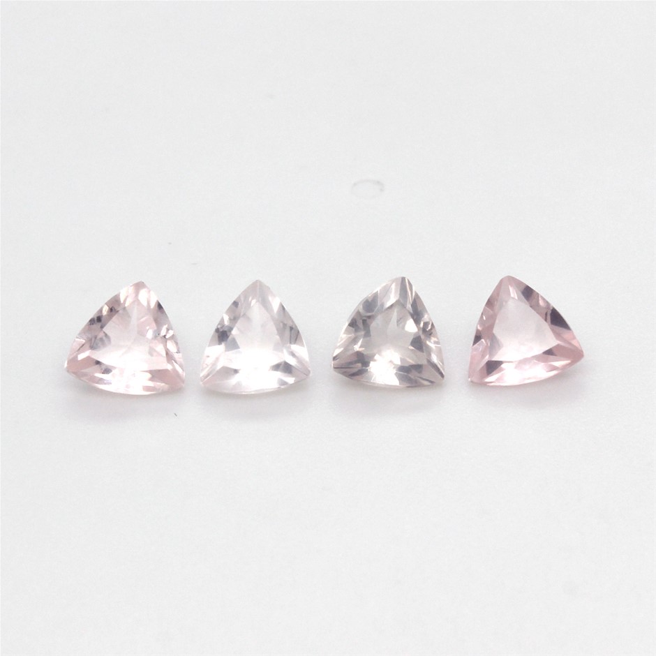 4 Pcs Trillion Rose Quartz Gemstone