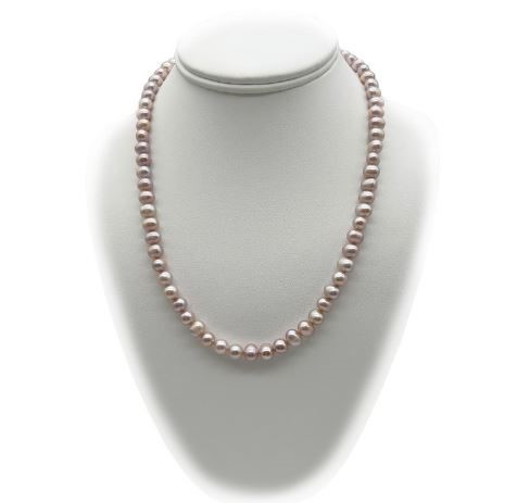 7-8mm Lavender Potato Shape Pearl with Real Platinum Plated Necklace