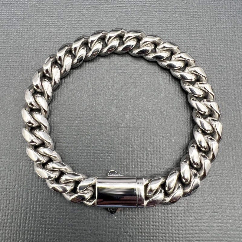 Silver-Filled Cuban Chain Bracelet, 10MM Wide - 19cm