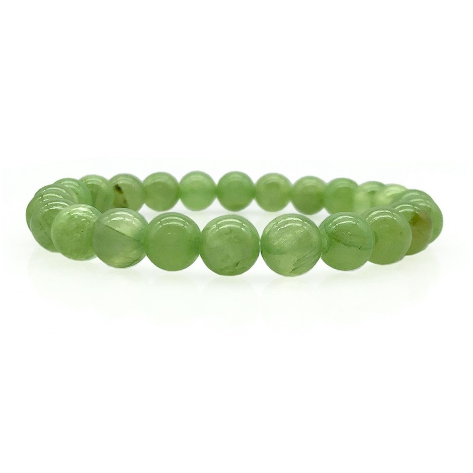 8mm Light Green Flower Jade Gemstones Crystal Beaded Bracelet