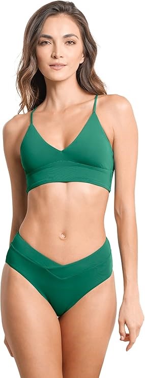 MAAJI Women's Forest Daylight Long Line Triangle Bikini Top, Dark Green, Si