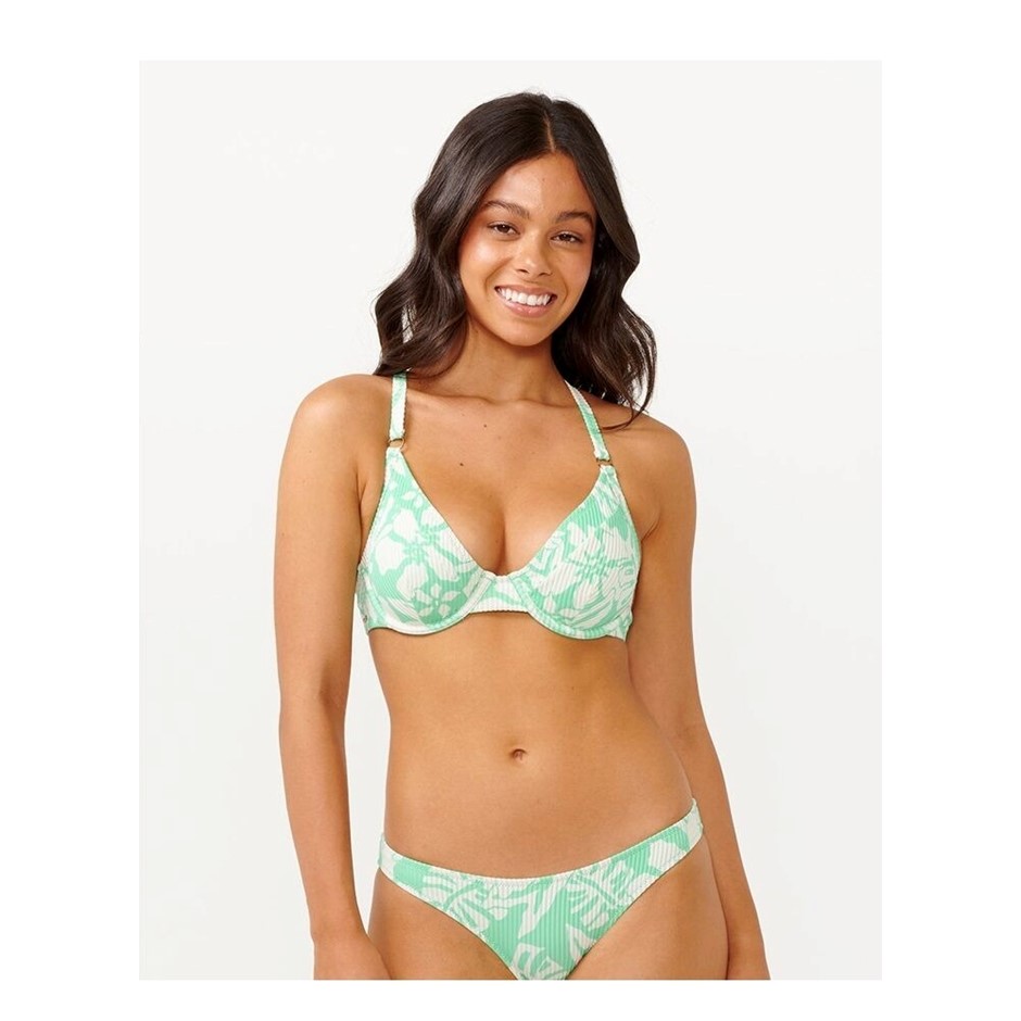 RIP CURL Women's Sun To Sea D-DD Cross Back Bikini Top, Size S, Aqua. RRP: