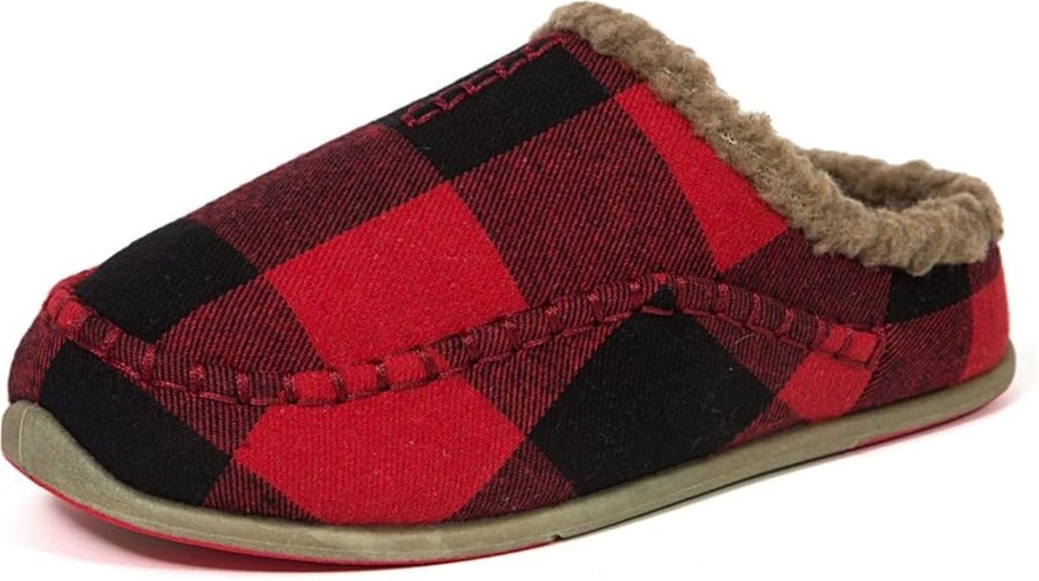DEER STAGS Men's Nordic Slipper, Red/Black, Size US10M/12W (23687).  Buyers
