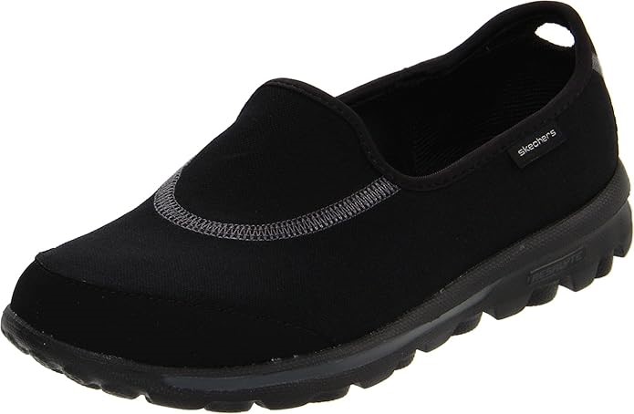 SKECHERS Women's Go Walk Slip-On Walking Shoes, Black, Size US5 M / EU35 (1