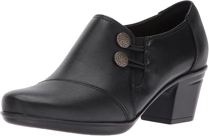 CLARKS Women's Emslie Warren Slip-On Loafer, Black Leather, Size 12M US (28