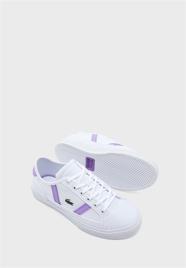 LACOSTE Women's Sideline Pro 222 Sneakers, Size 7 US/5 UK, White/Purple(744