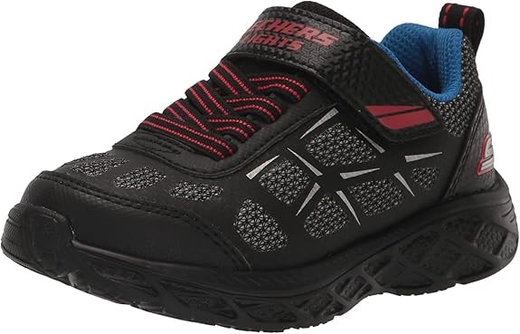 SKECHERS Kid's Dynamic-Flash Rezlur Light Up Sneaker, Black/Red/Blue, Big K