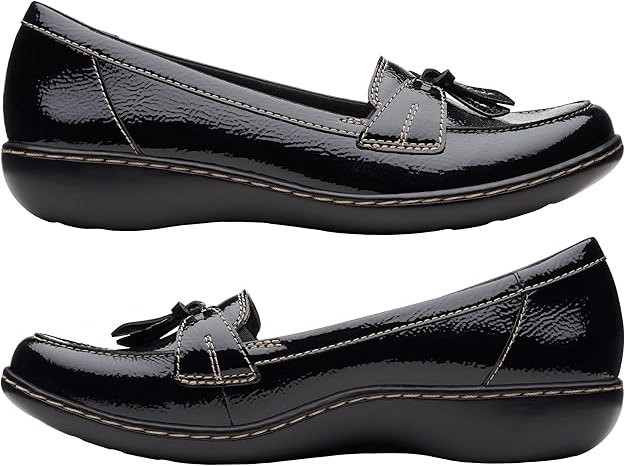 CLARKS Women's Ashland Bubble Slip-On Loafer, Black, 5 US/EU35, (67331).  B