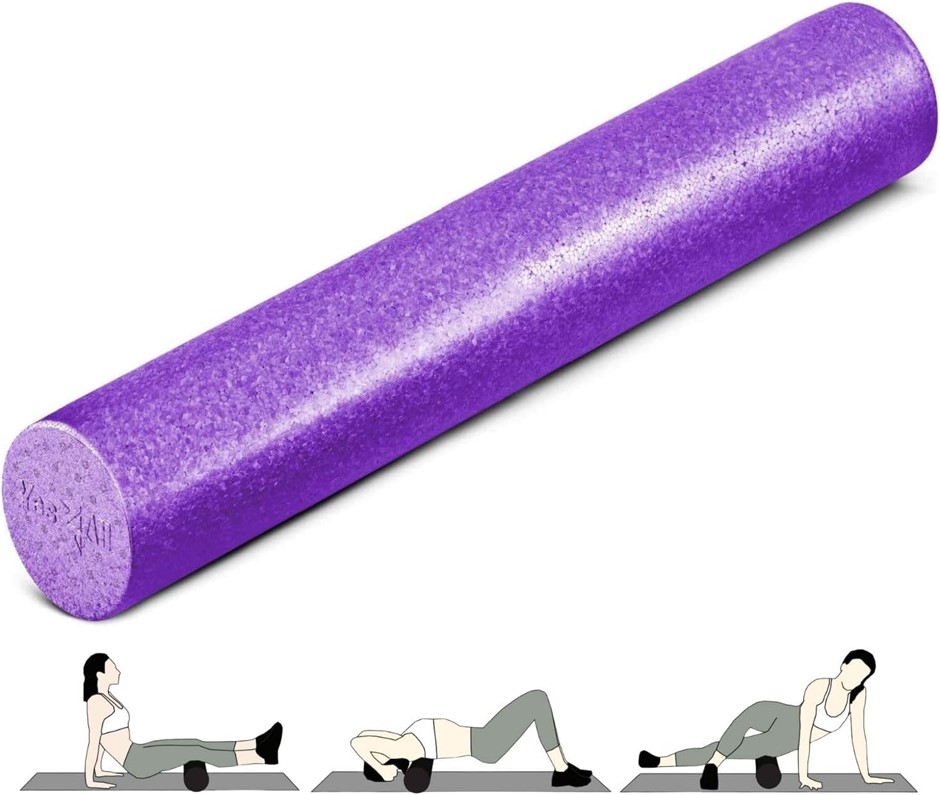 YES4ALL  High Density Foam Roller for Back, for Yoga, Pilates, Purple, 90cm