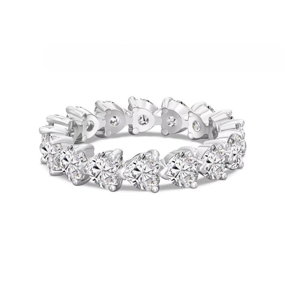 4.20ct Heart Cut GRA Certified Moissanite 925 Sterling Silver Ring - Size 5