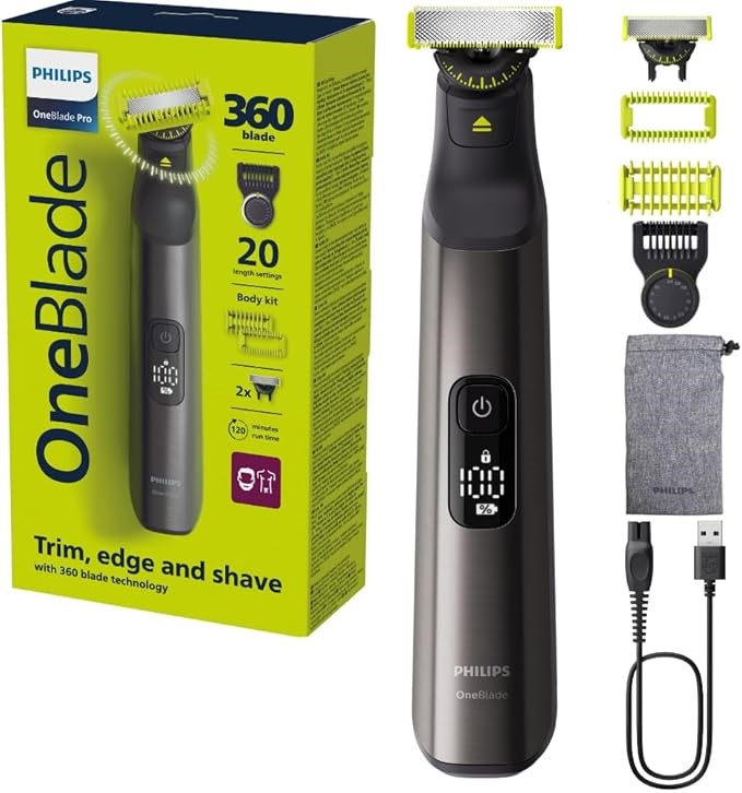 PHILIPS OneBlade 360 Face+Body PRO Hybrid Electric Beard and Hair Trimmer,