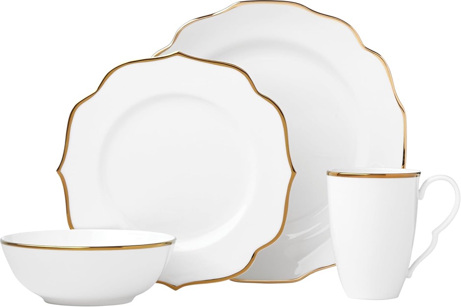 LENOX Contempo Luxe Gold 4-Piece Place Setting, White.