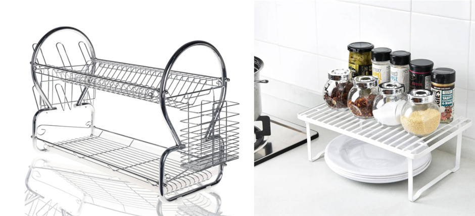 ORGANIZER BUNDLE: MAINONE Dish Rack L682 x W247 x H392mm - Chrome - 2 Layer