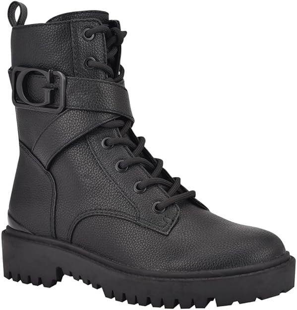 GUESS Women's Orana Combat Boot, Black, 6