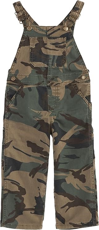 Wrangler Authentics Boys' Classic Denim Overall, Forest Night Camo, 3T