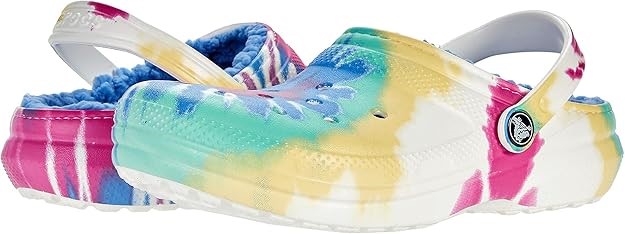 Crocs Unisex Child Kids' Classic Tie Dye Lined | Warm and Fuzzy Slippers fo