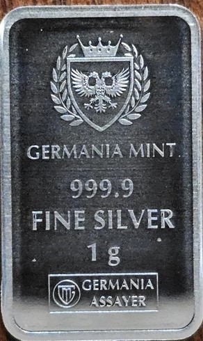 GERMANIA MINT NEW PRODUCT- 1g 999.9 SILVER- GERMANIA 1GRAM