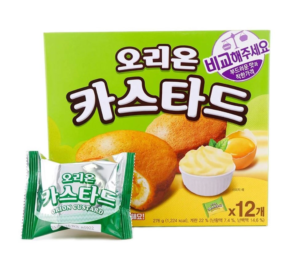 4 x Box of 12pk ORION Custard Soft Cake, 276g. NB: Damaged boxes & 3 x cake