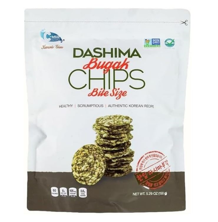 10 x KWON'S GIM Dashima Bugak Bite Size Seaweed Chips, 150g. Best Before: 0
