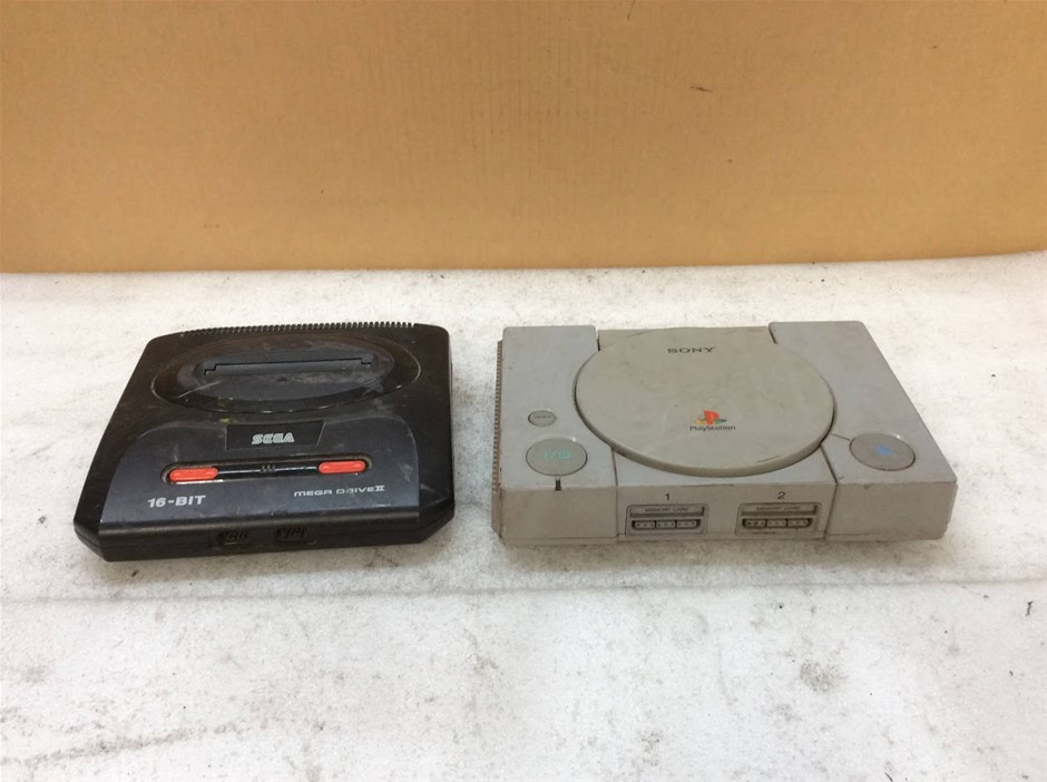 Sony PlayStation SCPH-9002 (PAL) and Sega Mega Drive 2 MK-1631-50 Console B