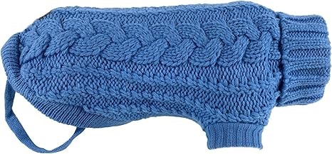 HUSKIMO French Knit Dog Jumper, Indigo Blue, 22cm.