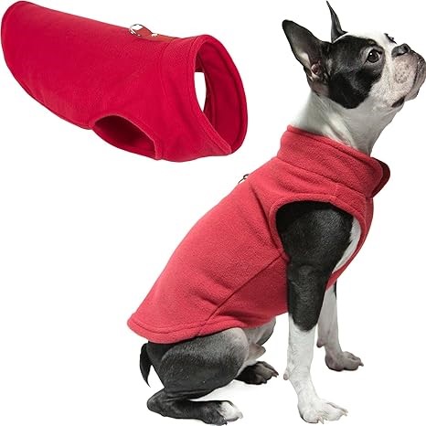 GOOBY Fleece Vest, Small Dog Pullover Fleece Jacket with Leash Ring, Red, X