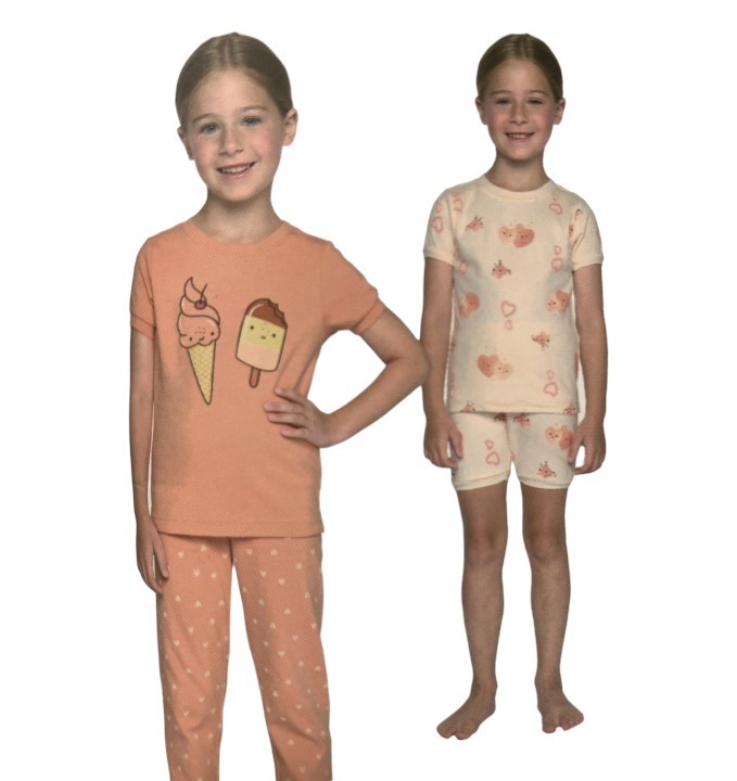 PEKKLE, Kids 4pc Set, Size 6, ICE CREAM/HEARTS, 100% Cotton. Buyers Note -