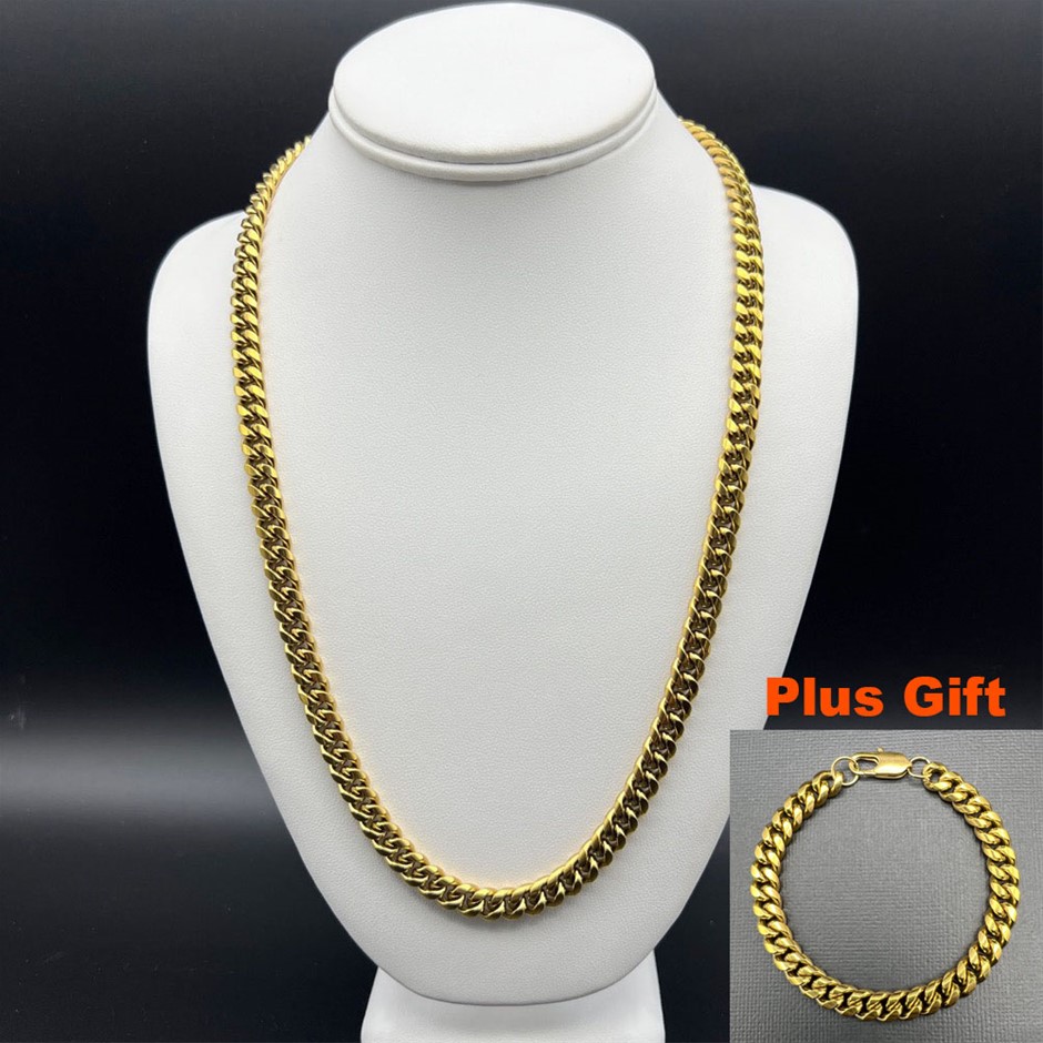 18K Gold-Filled Cuban Link Chain Necklace, 8MM Wide - 55.8cm