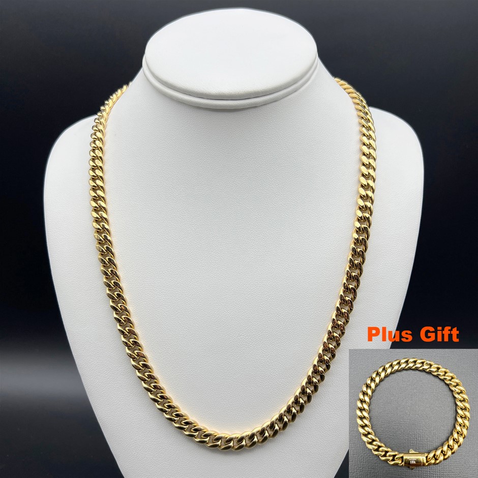 18K Gold-Filled Cuban Chain Necklace, 8MM Wide - 55.8cm