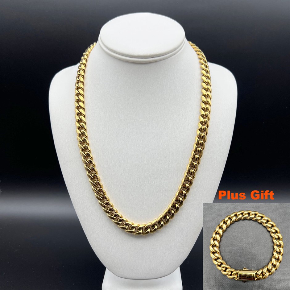 18K Gold-Filled Cuban Chain Necklace, 10MM Wide - 55.8cm
