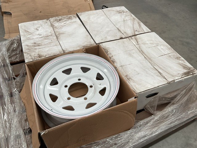 Set of Four White 5 Stud Steel Rims