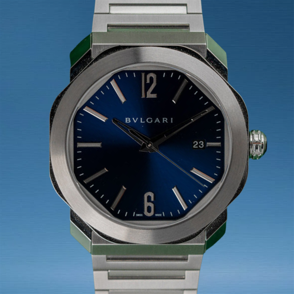 Bulgari Octo Roma 102856 Stainless Steel Blue Dial 2022 Model BxP & COA