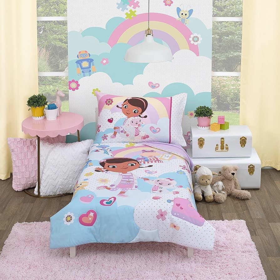 DISNEY Disney Doc McStuffins 4 Piece Toddler Bed Set, Includes: Comforter,