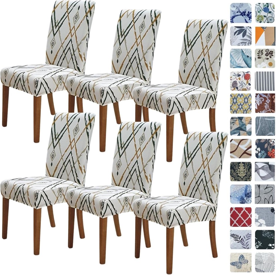 SPRINGRICO Stretch Dining Chair Cover for Dining Room, Washable Spandex, 6